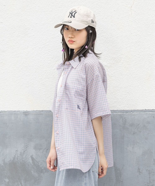 repipi armario（レピピ アルマリオ）の「【接触冷感/UVカット】チェックルーズシャツ（シャツ/ブラウス・キッズ・ホワイト/ピンク/ブラック・MEDIUM/LARGE）」の18枚目の写真