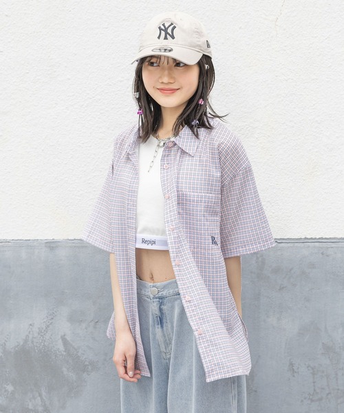 repipi armario（レピピ アルマリオ）の「【接触冷感/UVカット】チェックルーズシャツ（シャツ/ブラウス・キッズ・ホワイト/ピンク/ブラック・MEDIUM/LARGE）」の19枚目の写真