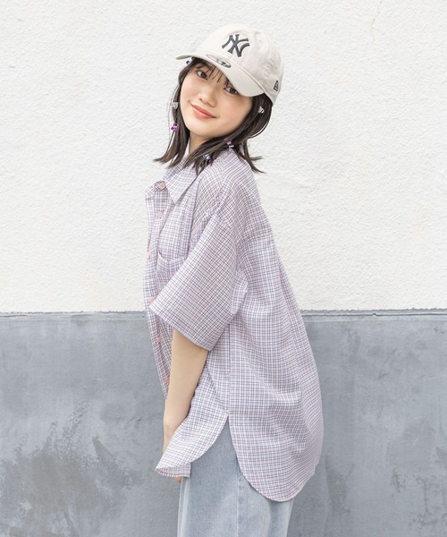 repipi armario（レピピ アルマリオ）の「【接触冷感/UVカット】チェックルーズシャツ（シャツ/ブラウス・キッズ・ホワイト/ピンク/ブラック・MEDIUM/LARGE）」の20枚目の写真