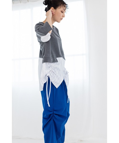 OSMOSIS(オズモーシス)の「切替ドローストリングプルオーバー(Tシャツ/カットソー・レディース・グレー/ホワイト/ブラック・ONE SIZE)」の8枚目の写真