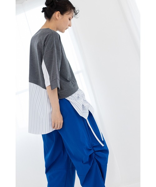 OSMOSIS(オズモーシス)の「切替ドローストリングプルオーバー(Tシャツ/カットソー・レディース・グレー/ホワイト/ブラック・ONE SIZE)」の10枚目の写真