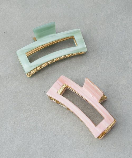 BIRTHDAY BAR（バースデイバー）の「スクエアフレームヘアバンスクリップ（バレッタ/ヘアクリップ・レディース・ピンク/グリーン系その他2・0）」の6枚目の写真