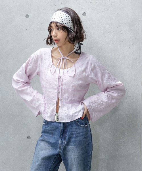 PAGEBOY(ページボーイ)の「チョーカーペプラムBL(シャツ/ブラウス・レディース・パープル/ブラック/オフホワイト・FREE)」の6枚目の写真