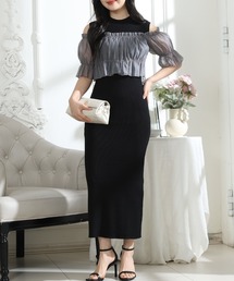 シャーリング オフショルダー」に該当するワンピースファッション通販