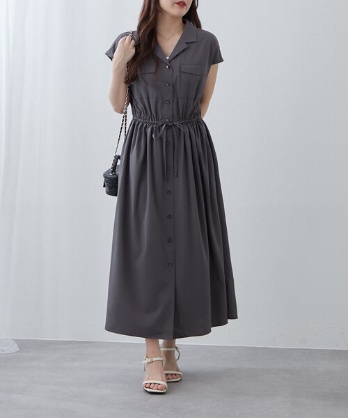 Another Branch olive des olive(アナザーブランチオリーブデオリーブ)の「【NAO】新色追加!キレイ見えシャツロングワンピース(ワンピース・レディース・カーキ/ベージュ/ネイビー/チャコールグレー/ブルー/ブラウン・FREE)」の8枚目の写真