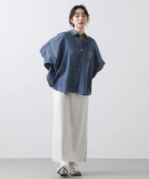 Gready Brilliant(グレディブリリアン)の「ドルマンデニムシャツ(シャツ/ブラウス・レディース・カーキ/インディゴブルー・38)」の6枚目の写真