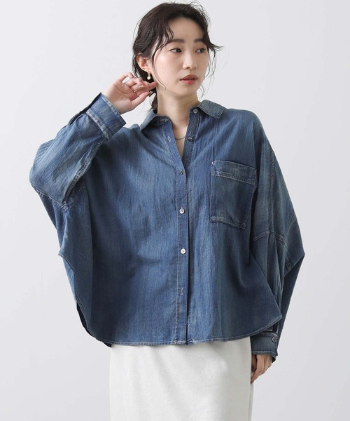 Gready Brilliant(グレディブリリアン)の「ドルマンデニムシャツ(シャツ/ブラウス・レディース・カーキ/インディゴブルー・38)」の7枚目の写真