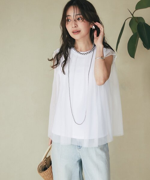La boutique BonBon（ラブティックボンボン）の「【さらっと着映え】チュールレイヤードカットソー（Tシャツ/カットソー・レディース・ホワイト/ミント/イエロー・FREE）」の18枚目の写真