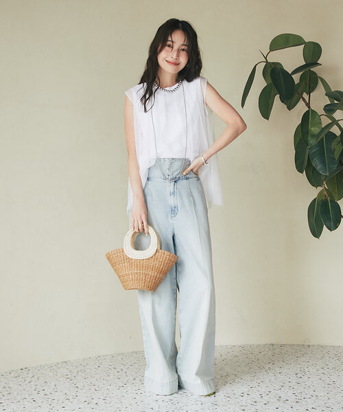 La boutique BonBon（ラブティックボンボン）の「【さらっと着映え】チュールレイヤードカットソー（Tシャツ/カットソー・レディース・ホワイト/ミント/イエロー・FREE）」の12枚目の写真