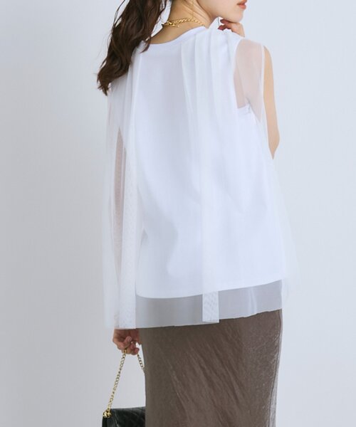 La boutique BonBon（ラブティックボンボン）の「【さらっと着映え】チュールレイヤードカットソー（Tシャツ/カットソー・レディース・ホワイト/ミント/イエロー・FREE）」の8枚目の写真