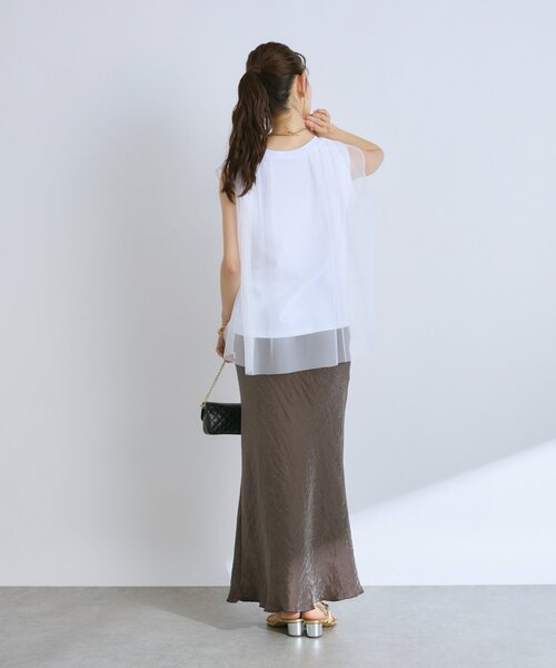 La boutique BonBon（ラブティックボンボン）の「【さらっと着映え】チュールレイヤードカットソー（Tシャツ/カットソー・レディース・ホワイト/ミント/イエロー・FREE）」の6枚目の写真