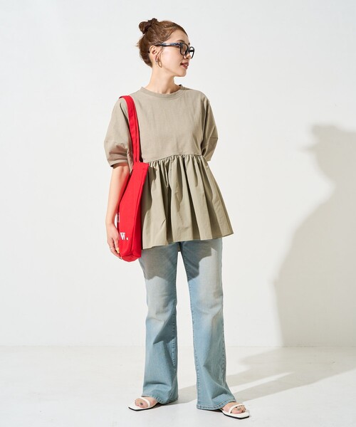 FREAK'S STORE(フリークスストア)の「限定展開 ランタンスリーブティアード切り替えプルオーバー(Tシャツ/カットソー・レディース・オフホワイト/ブルー/ブラック/ピンク/ベージュ・フリ-)」の15枚目の写真
