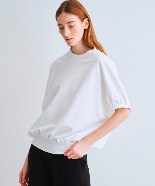 three dots(スリードッツ)の「セラミックテリー コクーントップス(Tシャツ/カットソー・レディース・ブルー系その他/ホワイト/ブラック・SMALL)」の2枚目の写真