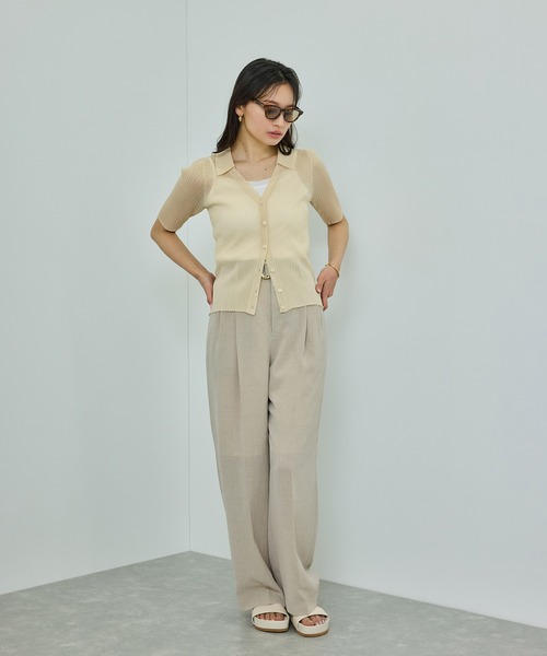 セール】【洗える】【WEB・一部店舗限定】シアーリブVネック