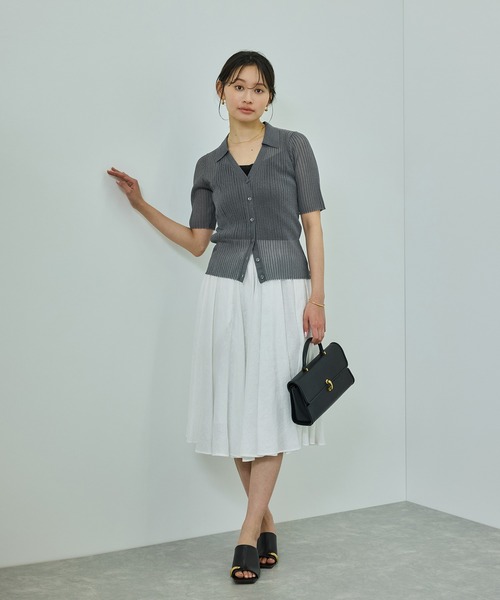 ROPE'（ロペ）の「【洗える】【WEB・一部店舗限定】シアーリブＶネックポロニット（ニット/セーター・レディース・ターコイズブルー/ブラック/ベージュ/ピンク・FREE）」の19枚目の写真