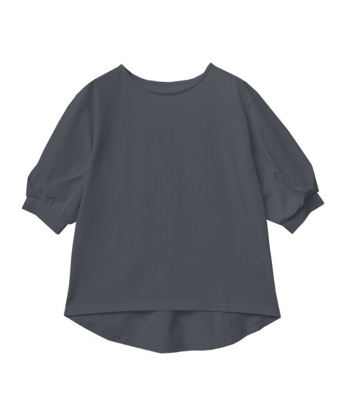 Pierrot（ピエロ）の「【イージーケア】ボートネックパフスリーブオーバーTシャツ（Tシャツ/カットソー・レディース・チャコール/ピンク/ブラック/グレイッシュベージュ/オフホワイト・M/L）」の4枚目の写真