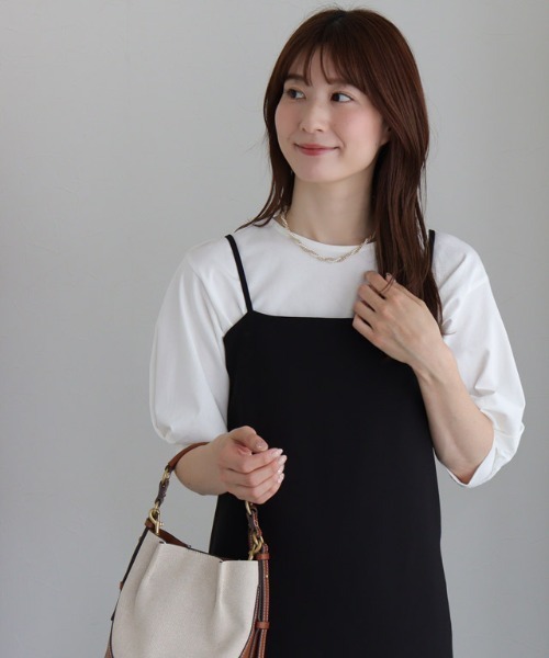 Pierrot（ピエロ）の「【イージーケア】ボートネックパフスリーブオーバーTシャツ（Tシャツ/カットソー・レディース・チャコール/ピンク/ブラック/グレイッシュベージュ/オフホワイト・M/L）」の10枚目の写真