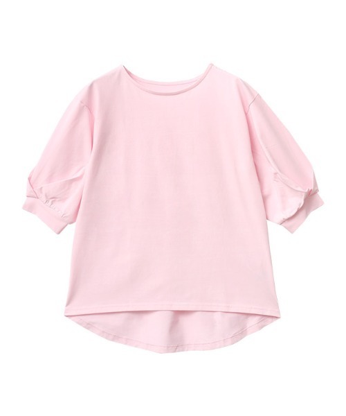 Pierrot（ピエロ）の「【イージーケア】ボートネックパフスリーブオーバーTシャツ（Tシャツ/カットソー・レディース・チャコール/ピンク/ブラック/グレイッシュベージュ/オフホワイト・M/L）」の9枚目の写真