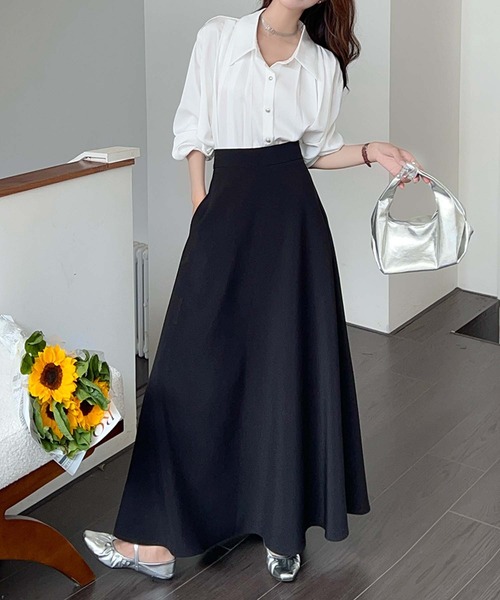 BANICO(バニコ)の「フレアロングスカート(スカート・レディース・ブラック/グレー・SMALL/MEDIUM)」の4枚目の写真