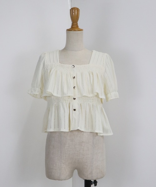 BLUEEAST（ブルーイースト）の「スクエアティアードフリルブラウス（シャツ/ブラウス・レディース・ミント/ブラック/アイボリー/ピンク/ブルー・MEDIUM）」の22枚目の写真