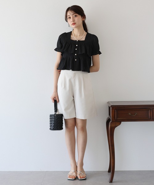 BLUEEAST（ブルーイースト）の「スクエアティアードフリルブラウス（シャツ/ブラウス・レディース・ミント/ブラック/アイボリー/ピンク/ブルー・MEDIUM）」の18枚目の写真