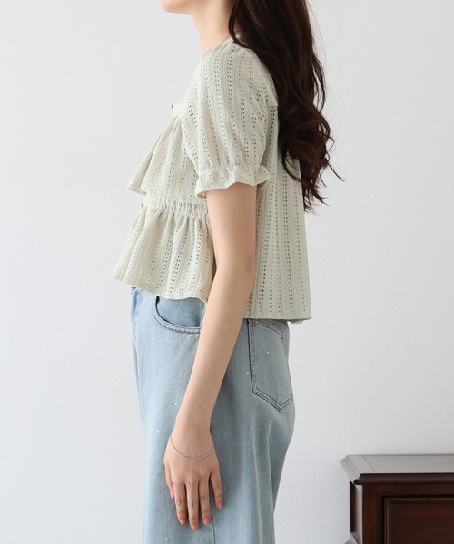 BLUEEAST（ブルーイースト）の「スクエアティアードフリルブラウス（シャツ/ブラウス・レディース・ミント/ブラック/アイボリー/ピンク/ブルー・MEDIUM）」の20枚目の写真