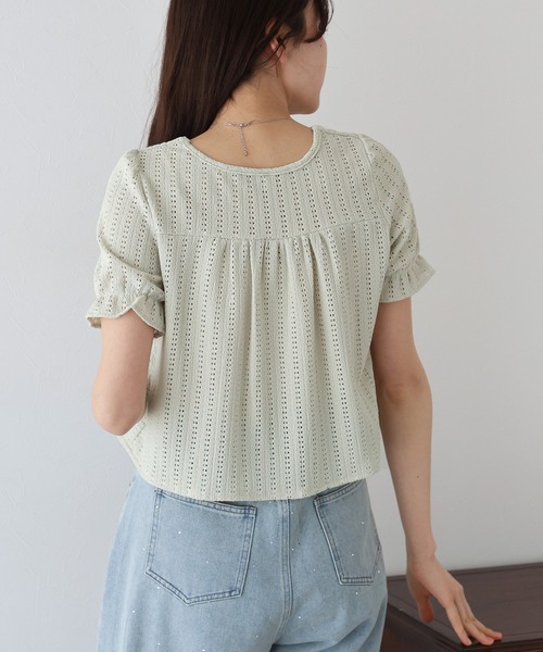 BLUEEAST（ブルーイースト）の「スクエアティアードフリルブラウス（シャツ/ブラウス・レディース・ミント/ブラック/アイボリー/ピンク/ブルー・MEDIUM）」の13枚目の写真