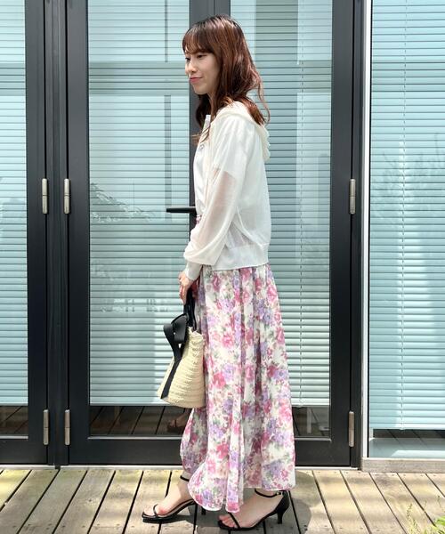 couture brooch（クチュールブローチ）の「【華やか・ウエストゴム】かすれプリント楊柳スカート（スカート・レディース・ピンク系その他/ブルー系5・38/36/40/42）」の4枚目の写真