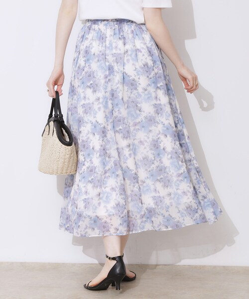 couture brooch（クチュールブローチ）の「【華やか・ウエストゴム】かすれプリント楊柳スカート（スカート・レディース・ピンク系その他/ブルー系5・38/36/40/42）」の10枚目の写真