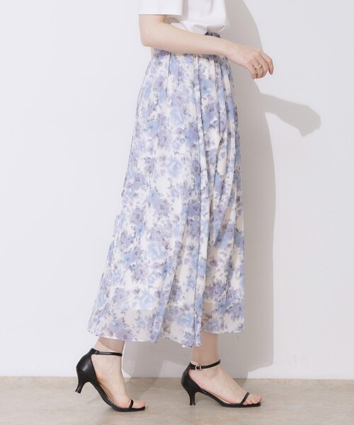 couture brooch（クチュールブローチ）の「【華やか・ウエストゴム】かすれプリント楊柳スカート（スカート・レディース・ピンク系その他/ブルー系5・38/36/40/42）」の11枚目の写真