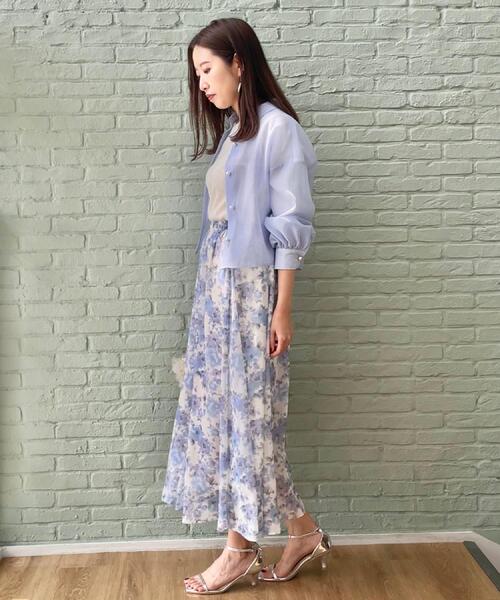 couture brooch（クチュールブローチ）の「【華やか・ウエストゴム】かすれプリント楊柳スカート（スカート・レディース・ピンク系その他/ブルー系5・38/36/40/42）」の14枚目の写真