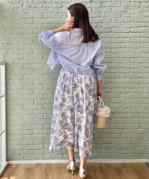 couture brooch（クチュールブローチ）の「【華やか・ウエストゴム】かすれプリント楊柳スカート（スカート・レディース・ピンク系その他/ブルー系5・38/36/40/42）」の15枚目の写真