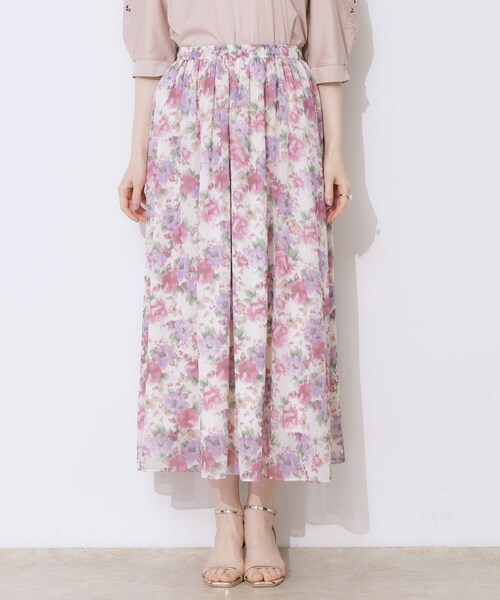 couture brooch（クチュールブローチ）の「【華やか・ウエストゴム】かすれプリント楊柳スカート（スカート・レディース・ピンク系その他/ブルー系5・38/36/40/42）」の19枚目の写真