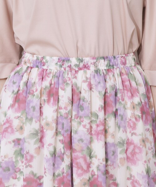 couture brooch（クチュールブローチ）の「【華やか・ウエストゴム】かすれプリント楊柳スカート（スカート・レディース・ピンク系その他/ブルー系5・38/36/40/42）」の22枚目の写真