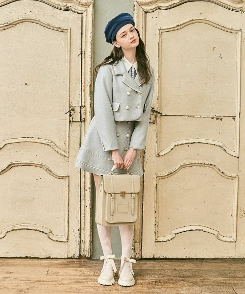 F i.n.t（フィント）の「【セットアップ対応】パイピングツイードミニスカート/ fint　フィント（スカート・レディース・ライトベージュ/ライトブルー・FREE）」の5枚目の写真