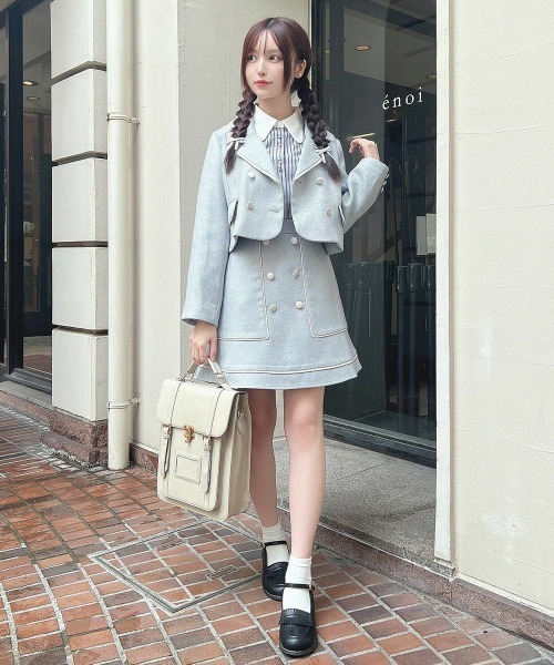 F i.n.t（フィント）の「【セットアップ対応】パイピングツイードミニスカート/ fint　フィント（スカート・レディース・ライトベージュ/ライトブルー・FREE）」の8枚目の写真