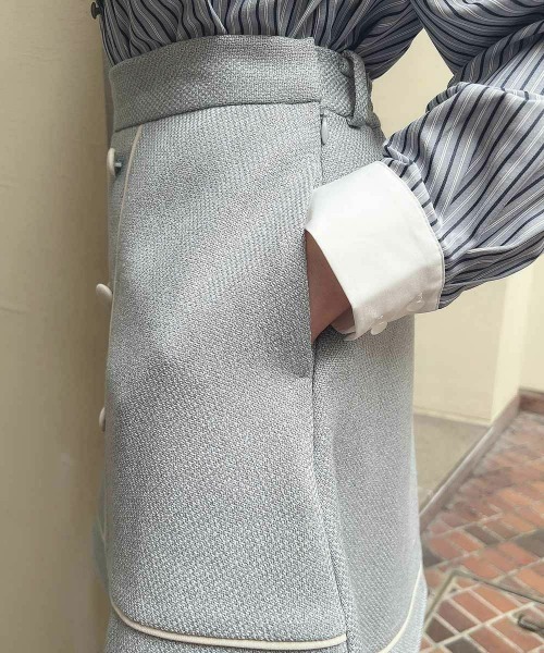 F i.n.t（フィント）の「【セットアップ対応】パイピングツイードミニスカート/ fint　フィント（スカート・レディース・ライトベージュ/ライトブルー・FREE）」の11枚目の写真