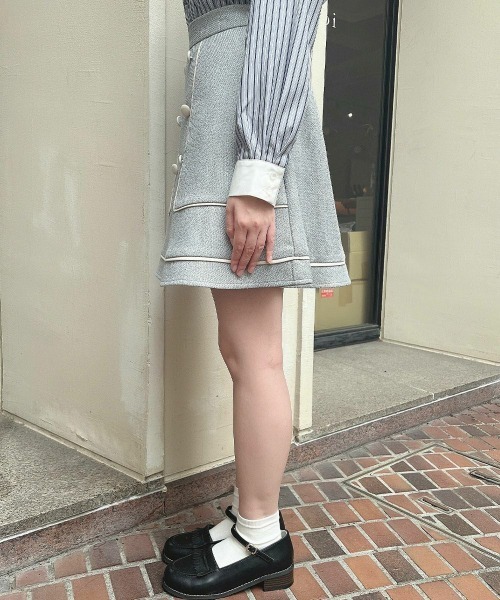 F i.n.t（フィント）の「【セットアップ対応】パイピングツイードミニスカート/ fint　フィント（スカート・レディース・ライトベージュ/ライトブルー・FREE）」の14枚目の写真