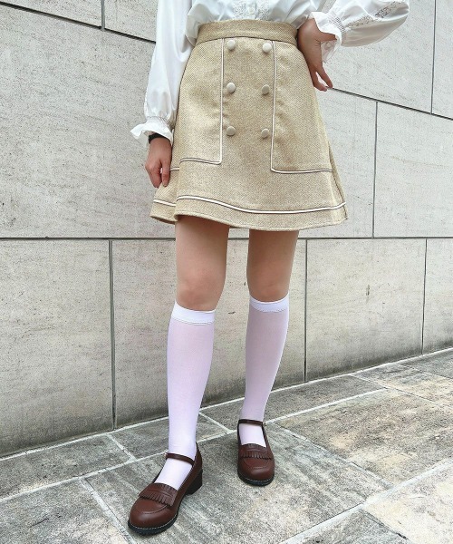 F i.n.t（フィント）の「【セットアップ対応】パイピングツイードミニスカート/ fint　フィント（スカート・レディース・ライトベージュ/ライトブルー・FREE）」の15枚目の写真