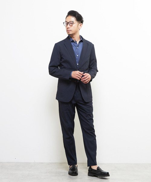 MEN'S MELROSE(メンズメルローズ)の「ドットエアーサッカーエアリーテーパードパンツ(セットアップ可)(スラックス・メンズ・ブラック/ネイビー・3/4/5/2)」の17枚目の写真