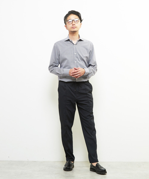 MEN'S MELROSE(メンズメルローズ)の「ドットエアーサッカーエアリーテーパードパンツ(セットアップ可)(スラックス・メンズ・ブラック/ネイビー・3/4/5/2)」の13枚目の写真