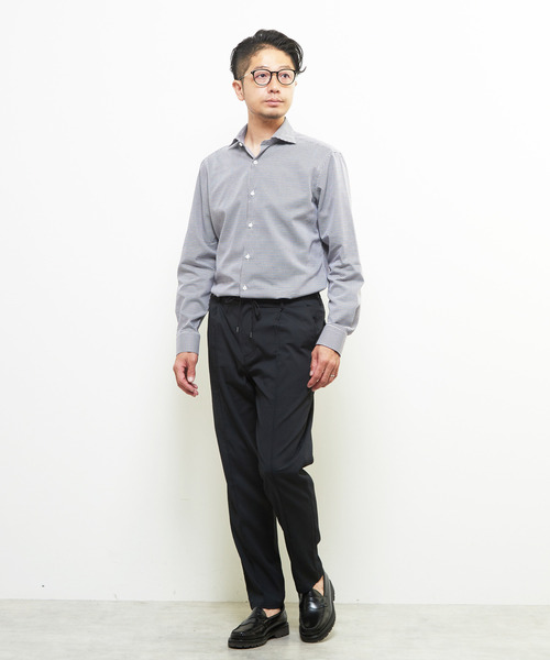 MEN'S MELROSE(メンズメルローズ)の「ドットエアーサッカーエアリーテーパードパンツ(セットアップ可)(スラックス・メンズ・ブラック/ネイビー・3/4/5/2)」の12枚目の写真