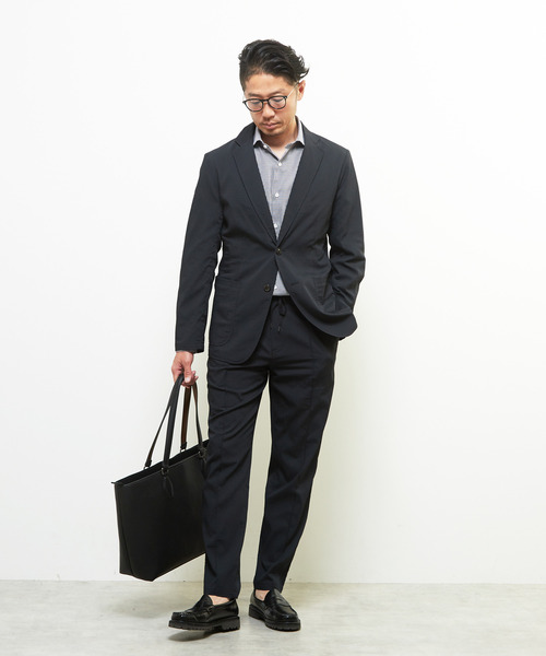 MEN'S MELROSE(メンズメルローズ)の「ドットエアーサッカーエアリーテーパードパンツ(セットアップ可)(スラックス・メンズ・ブラック/ネイビー・3/4/5/2)」の11枚目の写真