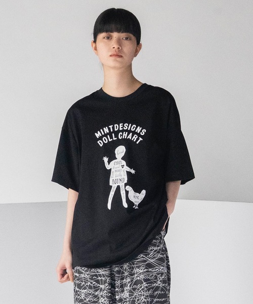 mintdesigns(ミントデザインズ)の「DOLL CHART T-SHIRT(Tシャツ/カットソー・レディース・ホワイト/ブラック・5/2)」の2枚目の写真