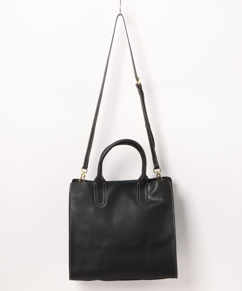 NiiNa(ニーナ)の「【 NiiNa / ニーナ 】【高品質牛革】2wayスクエアハンドトートバッグ(トートバッグ・レディース・ダークブラウン/ブラック/ブルー・FREE)」の4枚目の写真