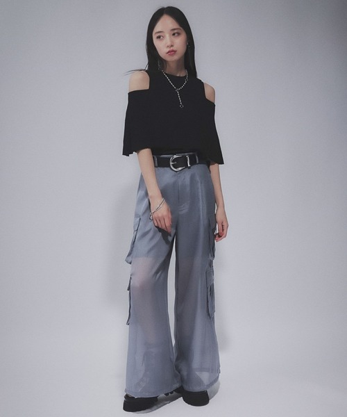 HARE（ハレ）の「オフショルレイヤーニットT(HARE)（Tシャツ/カットソー・レディース・バーガンディー/ブラック・FREE）」の5枚目の写真