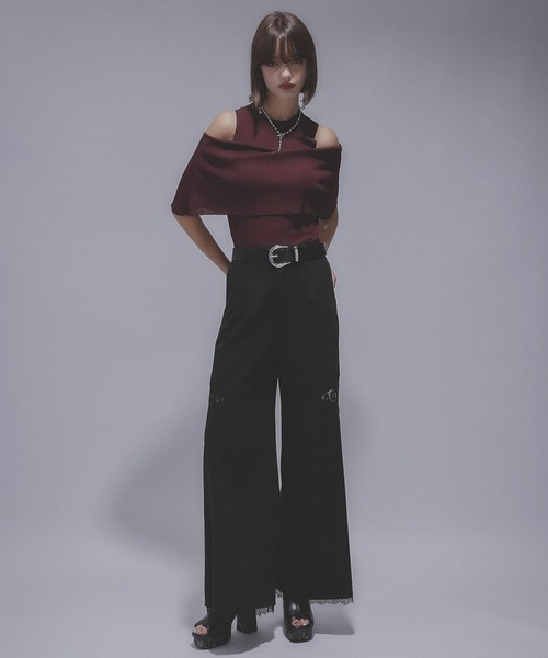 HARE（ハレ）の「オフショルレイヤーニットT(HARE)（Tシャツ/カットソー・レディース・バーガンディー/ブラック・FREE）」の8枚目の写真