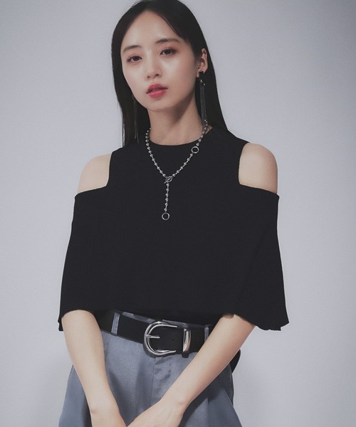 HARE（ハレ）の「オフショルレイヤーニットT(HARE)（Tシャツ/カットソー・レディース・バーガンディー/ブラック・FREE）」の12枚目の写真