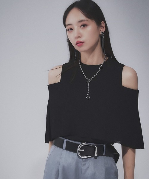 HARE（ハレ）の「オフショルレイヤーニットT(HARE)（Tシャツ/カットソー・レディース・バーガンディー/ブラック・FREE）」の13枚目の写真