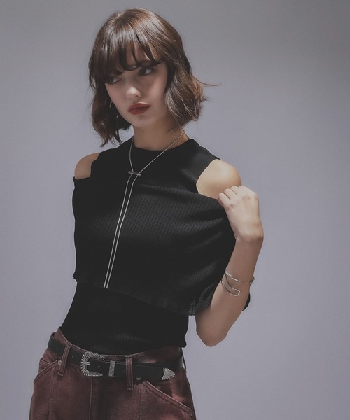 HARE（ハレ）の「オフショルレイヤーニットT(HARE)（Tシャツ/カットソー・レディース・バーガンディー/ブラック・FREE）」の15枚目の写真